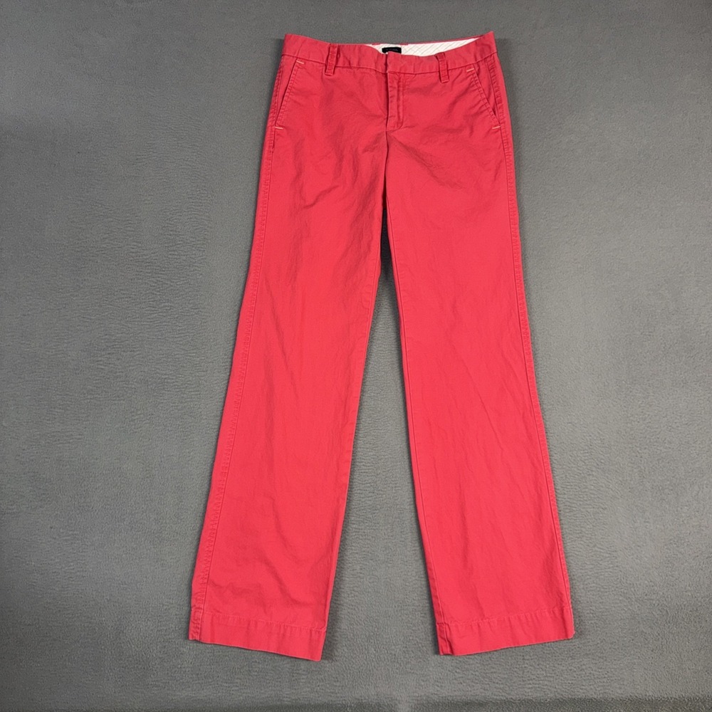 Gap Pants Womens 2 Long Dark Pink Straight Leg Boy Cut Flat Front Cotton Chino